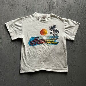 Vintage Hawaii Shirt Small White 1970s Hanes USA Baby Tee